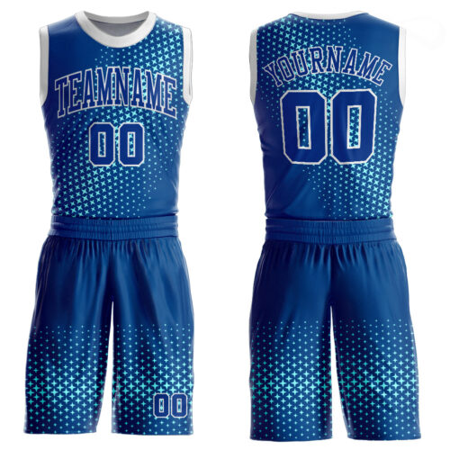 Royal0366 Custom Royal Royal-Teal Round Neck Sublimation Basketball Suit Jersey