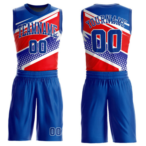 Royal0368 Custom Royal Royal-Red Round Neck Sublimation Basketball Suit Jersey