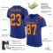Royal0421-1 Custom Royal Bay Orange Mesh Authentic Football Jersey