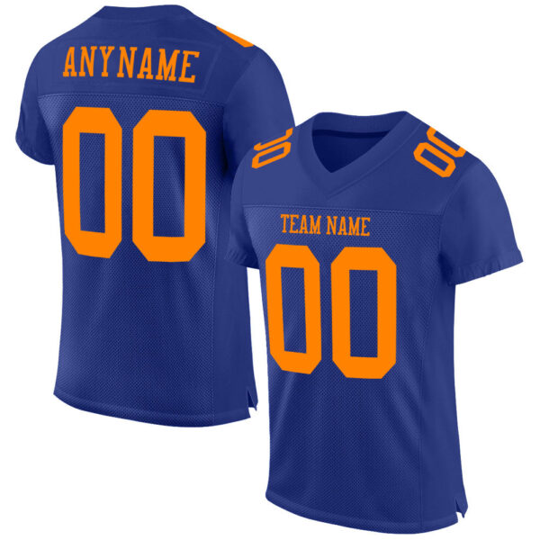 Royal0421 Custom Royal Bay Orange Mesh Authentic Football Jersey