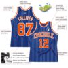 Custom Royal White Pinstripe Orange-White Authentic Basketball Jersey