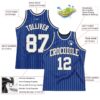Custom Royal White Pinstripe White Gray-Black Authentic Basketball Jersey