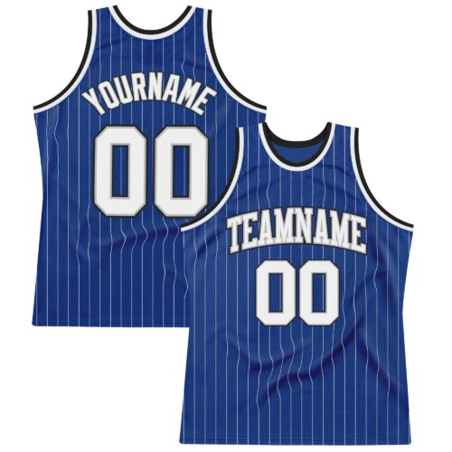 Royal0479 Custom Royal White Pinstripe White Gray-Black Authentic Basketball Jersey