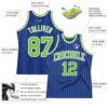 Custom Royal White Pinstripe Neon Green-White Authentic Basketball Jersey