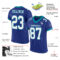 Royal0551-1 Custom Royal White-Teal Mesh Authentic Football Jersey