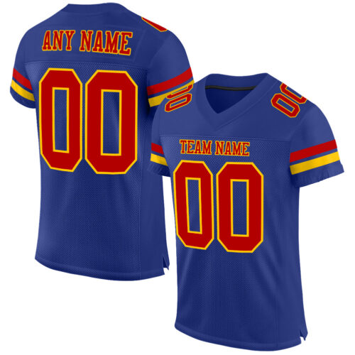 Royal0567 Custom Royal Red-Yellow Mesh Authentic Football Jersey