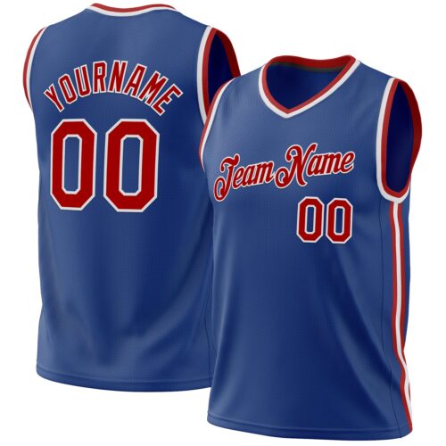 Royal0650 Custom Royal Red-White Authentic Throwback Basketball Jersey