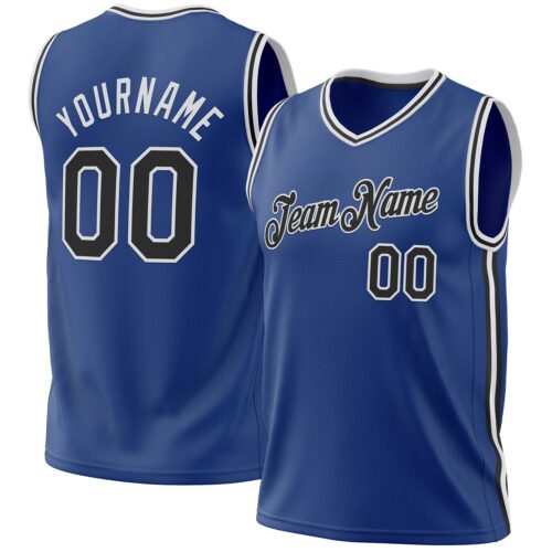 Royal0653 Custom Royal Black-White Authentic Throwback Basketball Jersey