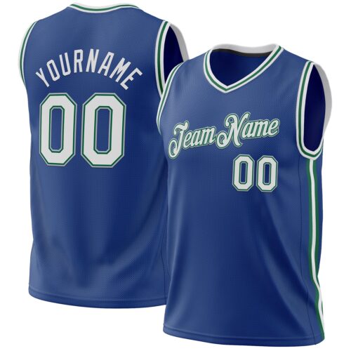 Royal0657 Custom Royal Kelly Green-Gray Authentic Throwback Basketball Jersey