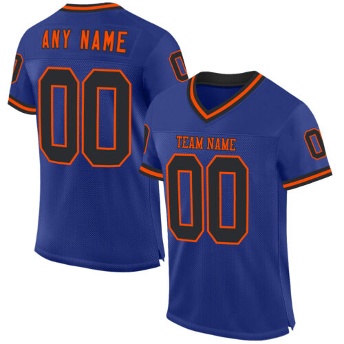 Royal0732 Custom Royal Black-Orange Mesh Authentic Throwback Football Jersey
