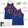 Custom Royal Orange Authentic Throwback Basketball Jersey