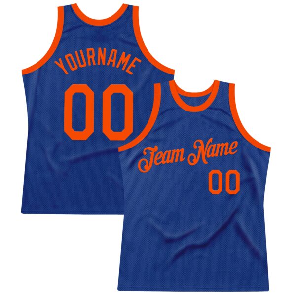 Custom Royal Orange Authentic Throwback Basketball Jersey