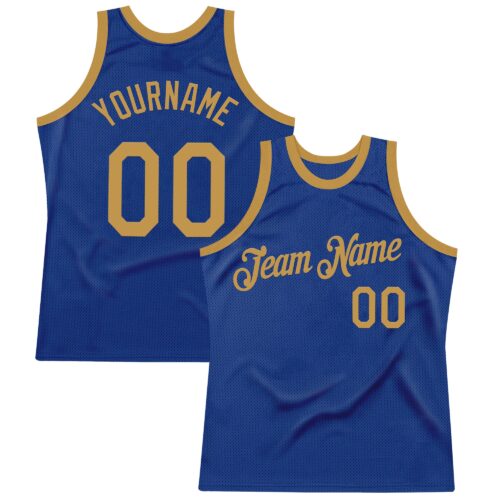 Custom Royal Old Gold Authentic Throwback Basketball Jersey
