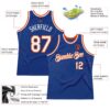 Custom Royal White-Orange Authentic Throwback Basketball Jersey