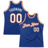 Custom Royal White-Orange Authentic Throwback Basketball Jersey