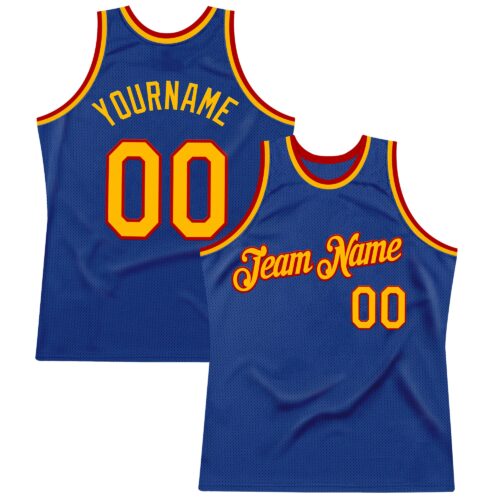 Custom Royal Gold-Red Authentic Throwback Basketball Jersey