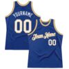Custom Royal White-Old Gold Authentic Throwback Basketball Jersey