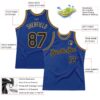 Custom Royal Black-Old Gold Authentic Throwback Basketball Jersey