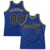 Custom Royal Black-Old Gold Authentic Throwback Basketball Jersey