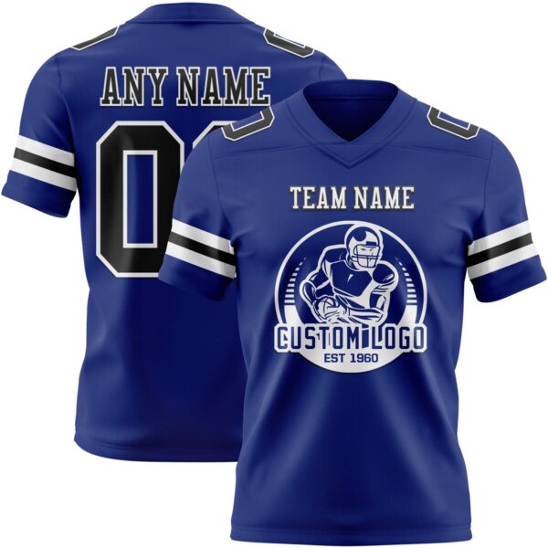 Custom Royal Black-White Authentic Football Jersey