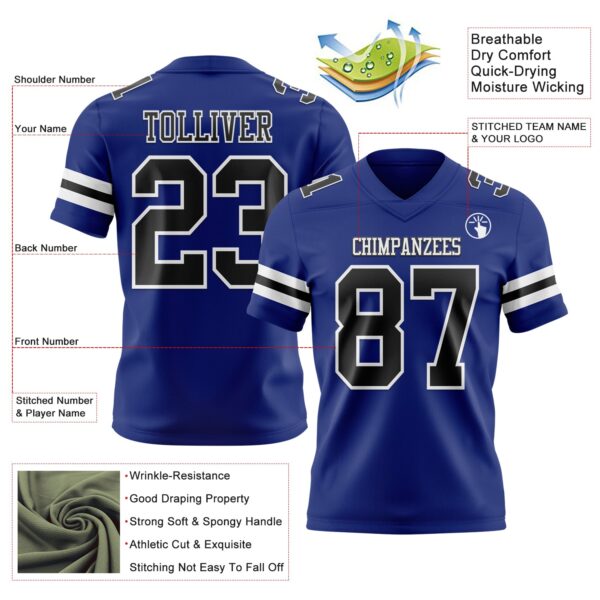 Custom Royal Black-White Authentic Football Jersey