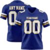 Custom Royal White-Old Gold Authentic Football Jersey
