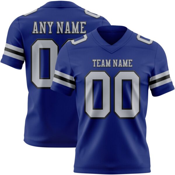 Custom Royal Gray-Black Authentic Football Jersey