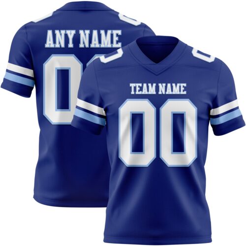 Custom Royal White-Light Blue Authentic Football Jersey