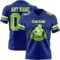 Royal0870-1 Custom Royal Neon Green-White Authentic Football Jersey