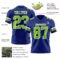 Royal0870-2 Custom Royal Neon Green-White Authentic Football Jersey