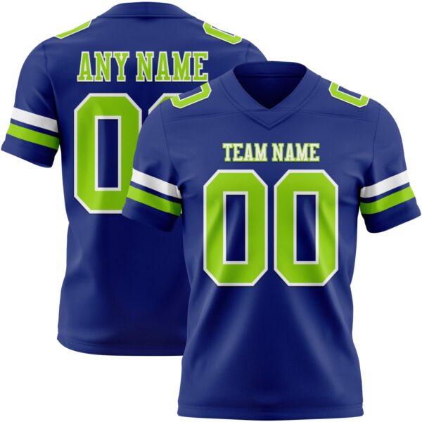 Custom Royal Neon Green-White Authentic Football Jersey
