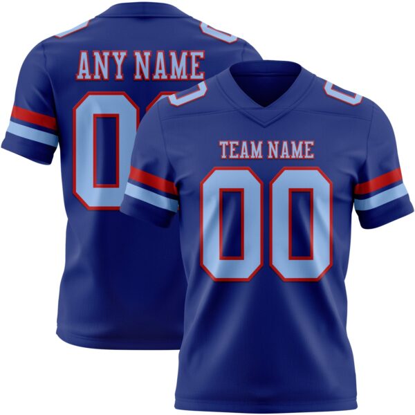 Custom Royal Light Blue-Red Authentic Football Jersey