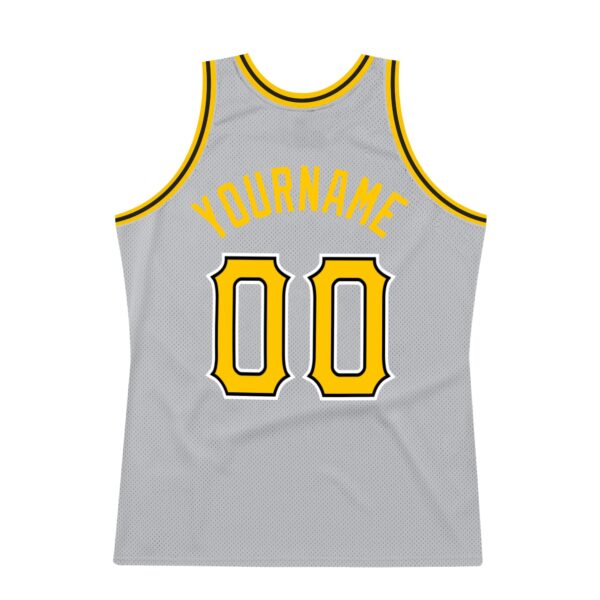 Custom Gray Gold-Black Authentic Throwback Basketball Jersey