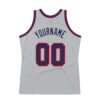 Custom Gray Navy-Red Authentic Throwback Basketball Jersey