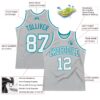 Custom Gray White-Teal Authentic Throwback Basketball Jersey
