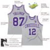 Custom Gray Purple-White Authentic Throwback Basketball Jersey