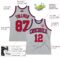 Custom Gray Red-Navy Authentic Throwback Basketball Jersey