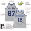 Custom Gray Navy-Light Blue Authentic Throwback Basketball Jersey