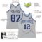 Custom Gray Navy-Light Blue Authentic Throwback Basketball Jersey