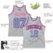 Custom Gray Light Blue-Pink Authentic Throwback Basketball Jersey