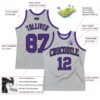 Custom Gray Purple-Black Authentic Throwback Basketball Jersey