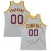 Custom Gray Purple-Gold Authentic Throwback Basketball Jersey