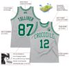 Custom Gray Kelly Green-White Authentic Throwback Basketball Jersey