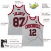 Custom Gray Black-Red Authentic Throwback Basketball Jersey