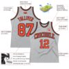 Custom Gray Orange-Black Authentic Throwback Basketball Jersey
