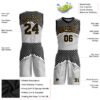 Custom Gray Black-Old Gold Round Neck Sublimation Basketball Suit Jersey
