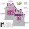 Custom Gray Pink Black-Purple Authentic Throwback Basketball Jersey