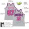 Custom Gray Pink Black-Purple Authentic Throwback Basketball Jersey