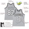 Custom Gray White-Black Authentic Throwback Basketball Jersey