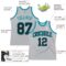 Custom Gray Black-Teal Authentic Throwback Basketball Jersey